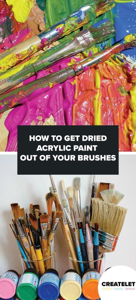 How To Get Dried Acrylic Paint Out Of Brushes Effectively Airbrush Acrylic Paint, Cleaning Art, Remove Acrylic Paint, Chalk Paint Brushes, Learn Acrylic Painting, Dry Brush Painting, Painting Things, Canvas Art Painting Acrylic, Cleaning Paint Brushes