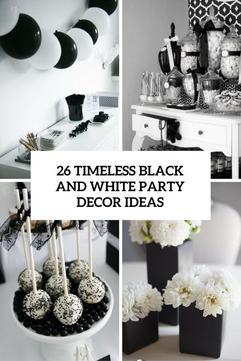 Black And White Table Decorations, Party Decorations Black And White, Black And White Party Decor, Black And White Party Ideas, Festa All Black, White Party Ideas, White Party Decor, White Table Decorations, Black And White Party Decorations