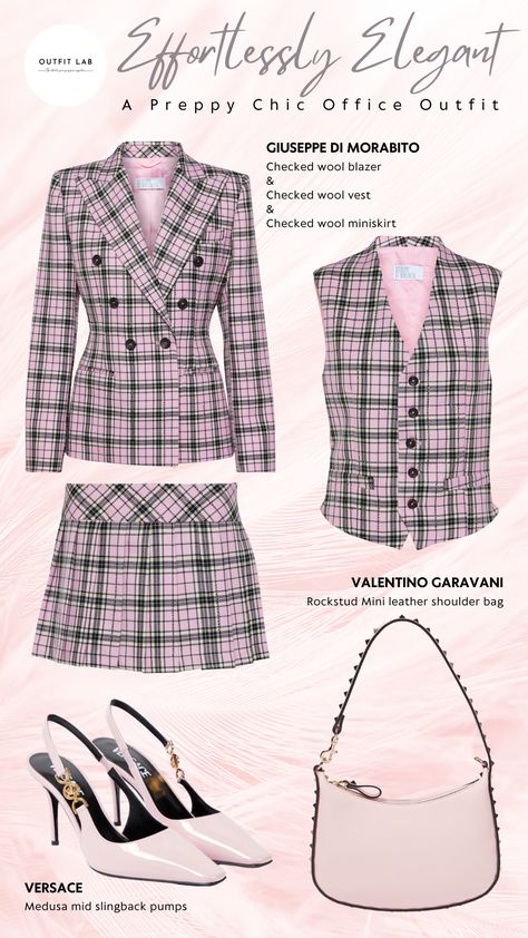 Valentino Aesthetic Outfit, Preppy Vest Outfits, Tweed Shorts Outfit, Doctor Outfits, Aesthetic Vest, Valentino Outfit, Modern Preppy Style, Classic Chic Outfits, Office Wear Outfit