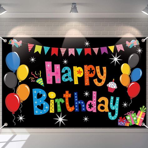 PRICES MAY VARY. Polyester Packing includes: A piece of colorful happy birthday backdrop, length 5.9*3.6feet come with a 19ft white string; Big enough to suitable birthday party and perfectly satisfy all the photo requirements. Easy assembly: There are 4 Copper holes respectively distribute in the 4 corners of the happy birthday backdrop, coming with a 19 feet white string. It's easy to install it to anywhere you want and it can save time for back to parties or taking photos. Wide application: t Rainbow Birthday Backdrop, Birthday Party Indoor, Happy Birthday Banner Background, Rainbow Birthday Banner, Birthday Wall Decoration, Preschool Birthday, Banner Photography, Happy Birthday Yard Signs, Birthday Party Background