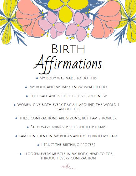 The thought of labor and natural childbirth can be scary when you are pregnant. A wonderful way to calm your nerves about giving birth is to repeat birth affirmations to yourself. Birth affirmations can boost confidence, make you feel more secure, and create a calm mindset. Grab your free pdf printable of a birth affirmations list at Unlimited Mama. Holistic Labor And Delivery, Natural Labor Affirmations, Positive Birthing Affirmations, Unmedicated Birth Quotes, Non Medicated Birth, Home Birth Space Inspiration, Home Birth Inspiration, Hip Opening Stretches For Labor, Birthing Affirmations Natural