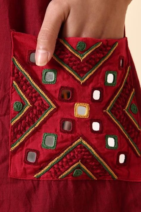 Patchwork, Couture, Simple Hand Work On Kurti, Suit Design Ideas, Embroidered Ideas, वेस्टर्न ड्रेस, Embroider Ideas, Kutch Work Designs, Hand Embroidery Dress