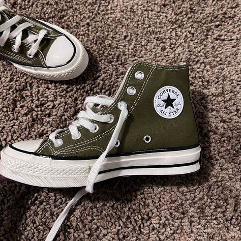 Brand New, Never Worn Sage Green Converse, Converse Chuck 70s, Color Converse, Cute Converse, Converse Green, Back To School Shoes, Shoe Wishlist, Green Converse, Shoes Converse