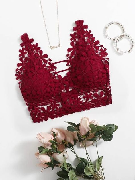 Lace Bralette Top, Bralette Outfit, Women Bras, Unique Shelves, Pink Lace Bralette, Bralette Lingerie, Bralette Top, Romantic Colors, Guipure Lace