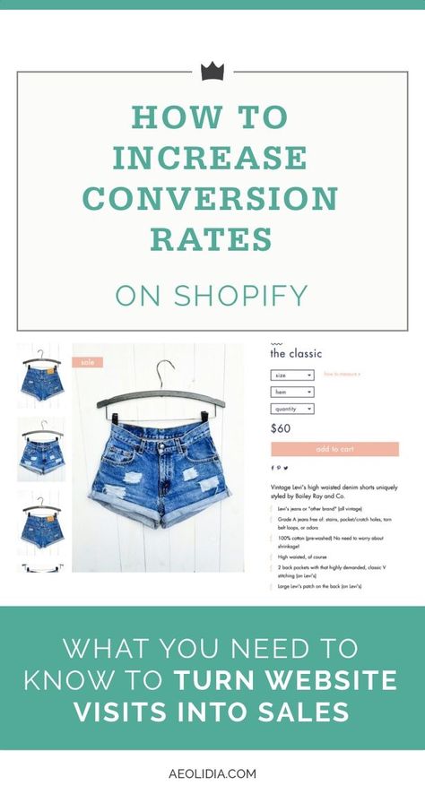 Want to turn website visits into sales? You MUST know how to increase conversion rates for your ecommerce shop. Here’s how to optimize your Shopify store for more sales. eCommerce tips and best practices Shopify Marketing Tips, Shopify Conversion, Shopify Tips, Ecommerce Tips, Shopify Business, Conversion Rate Optimization, Ecommerce Shop, Etsy Seo, Ecommerce Marketing