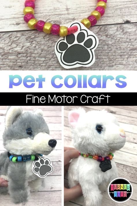 Pet Collars | Make collars out of pipe cleaners and pony beads to use in your pet preschool theme! Great fine motor activity! Pets Sensory Bin Preschool, Pet Themed Snacks, Pet Activities For Preschool, Preschool Pets Unit, Preschool Pet Activities, Pet Study, Pet Activities, Steam Lab, Animals Crafts