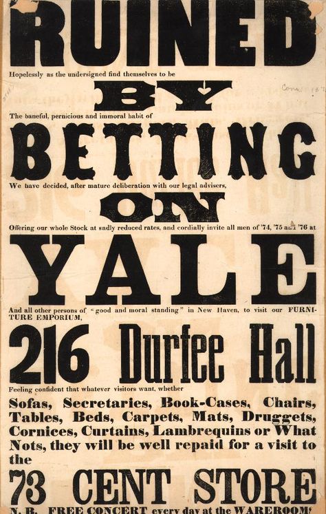 Ruined by Betting on Yale. From Duke Digital Collections. Collection: Emergence of Advertising in America