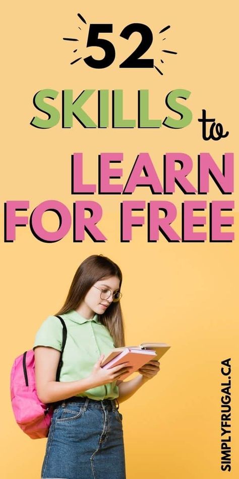 Learning new skills or hobbies doesn't have to cost a lot. In fact, learning something new doesn't have to cost a cent! Here are 52 fun things you can learn for free! Hobbies And Skills To Learn, Learn New Skills Ideas, Websites To Learn New Skills For Free, Learn A New Hobby, Learn Excel Free, Learn A New Skill Ideas, Interesting Things To Learn, New Skills To Learn Ideas, Creative Skills To Learn