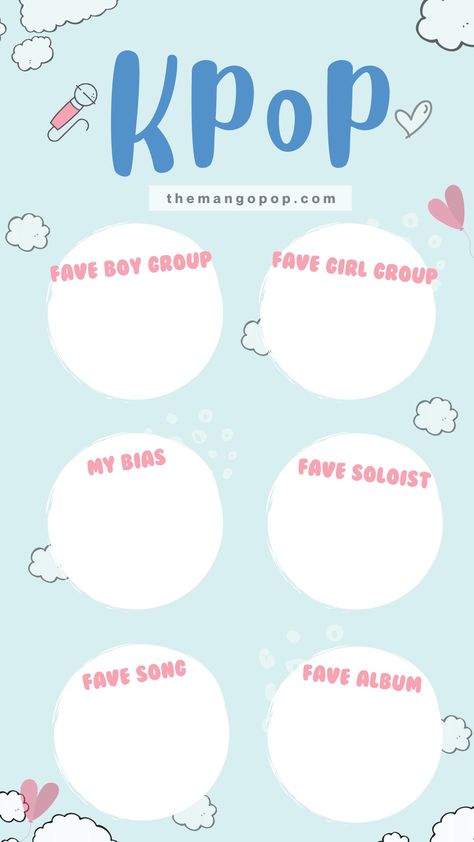 Kpop List Groups, Kpop Quiz, About Me Template, Bingo Template, Blink Book, Bullet Journal Mood Tracker Ideas, Kpop Profiles, Pop Games, Fun Questions To Ask