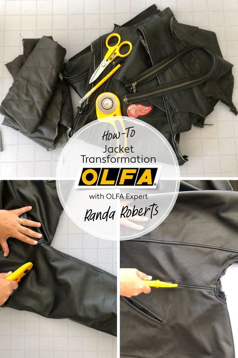 OLFA Expert, Randa continues her series of upcycling a leather jacket into a crossbody bag.  In this post, she shares how she takes it apart to prepare it for its new life as a custom designed bag! Upcycling, Sewing Projects, Thrift Store Shopping, Upcycled Projects, How To Make Purses, Last Post, Sewing Hacks, New Life, Duffle Bag