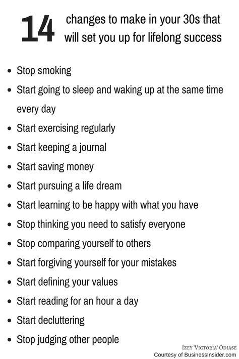 14 changes to make in your 30s that will set you up for lifelong success. Late 30s Quotes, Advice For Your 30s, Life In Your 30s Truths, 30 For 30, Losing Weight In Your 30s, In My 30s Quotes, In Your 30s Quotes Life Lessons, Goals For Women In 30s, Goals For Your 30s Life