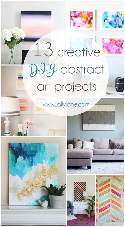 13 creative DIY abstract wall art projects that will add some beauty to your walls. Click to see 12 more easy DIY wall art projects! Cuadros Diy, Abstract Art Projects, Wall Art Diy Easy, Wal Art, Diy Abstract Canvas Art, Diy Canvas Wall Art, Diy Wall Art Decor, Simple Wall Art, Abstract Art Diy