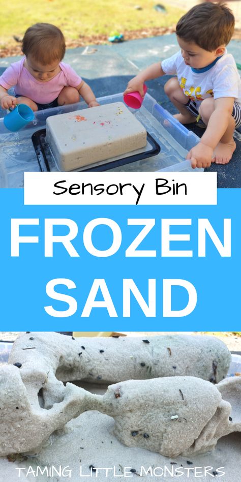 Sand Sensory Bin, Sensory Activity For Toddlers, Frozen Activities, Summer Sensory, Toddler Garden, Summer Boredom Busters, Toddler Class, Activity For Toddlers, Sensory Crafts