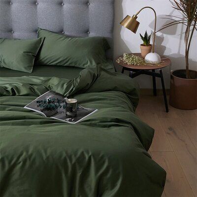 SUPERB MATERIAL-Slip into comfort and luxury! This dark green duvet cover set is made from 100% premium brushed Microfiber. It gives you the ultimate soft feel at a great value and keeps you comfortable all through the night. Our duvet cover is luxurious, stylish, and the softest duvet cover you'll ever own. King Size: 1 duvet cover (104x90 inches), 2 pillowcases (20x36 inches).Without comforter. | Eider & Ivory™ Olive Microfiber 3 Piece Duvet Cover Set in Green | Wayfair | Home Decor Green Comforter Bedroom, Marble Print Pattern, Boho Bedding Sets, Green Duvet Cover, Washed Linen Duvet Cover, Green Comforter, Boho Duvet Cover, Boho Duvet, Minimalism Style