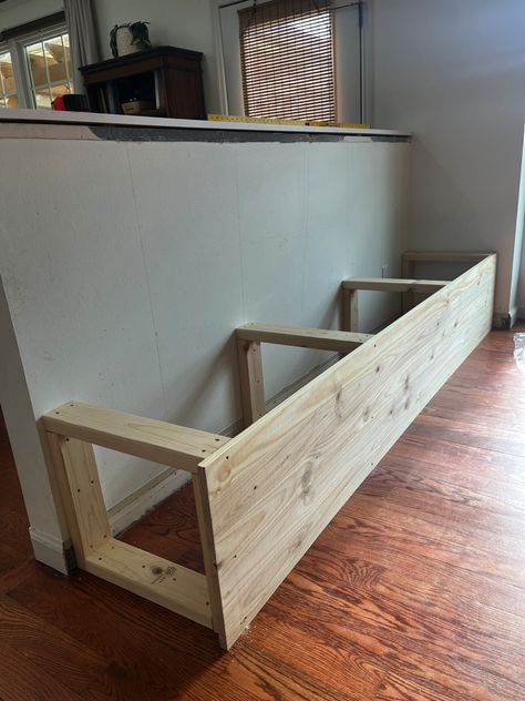 How to Build DIY Kitchen Banquette Seating - Full Hearted Home Banquette Building Plans, Islands With Banquette Seating, Building A Booth In Kitchen, Dining Seating Ideas, Build In Kitchen Seating, How To Make Banquette Seating, Built In Banquette Diy, Banquette Seating Dining Room Corner, How To Build A Corner Bench