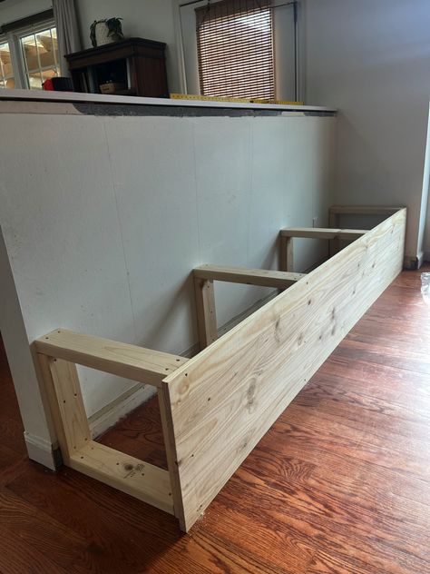 How to Build DIY Kitchen Banquette Seating - Full Hearted Home Banquette Seating Building Plans, Daybed In Kitchen, Diy Built In Banquette Seating, Built In Banquette With Cabinets, Small Kitchens With Banquettes, Diy Dinette Bench, How To Make Banquette Seating, Building A Booth In Kitchen, Bench Restaurant Seating