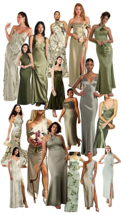 Green Bridesmaids, Wedding Parties Colors, Party Colors, Sage Green Bridesmaid Dress, Bridal Party Outfit, Dress Code Wedding, Bridesmaid Inspiration, Green Bridesmaid, Guest Attire