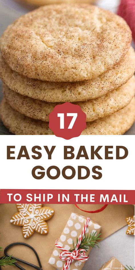 Ready to ship food to your loved ones? These are the best baked goods to mail! From cakes to cookies, these foods are perfect to ship! Desserts To Ship Care Packages, Non Refrigerated Baked Goods, Best Baked Goods To Mail, Cookies That Mail Well, Easy Christmas Baked Goods Gifts, Best Baked Goods For Gifts, Easy To Ship Baked Goods, Best Way To Ship Cookies, Long Lasting Baked Goods