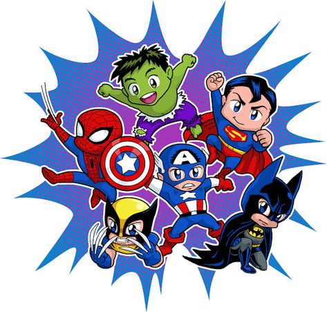 Superman Clipart, Super Hiro, Avengers Cartoon, Superhero Cartoon, Baby Avengers, Baby Superhero, Marvel Kids, Avengers Characters, Superhero Kids