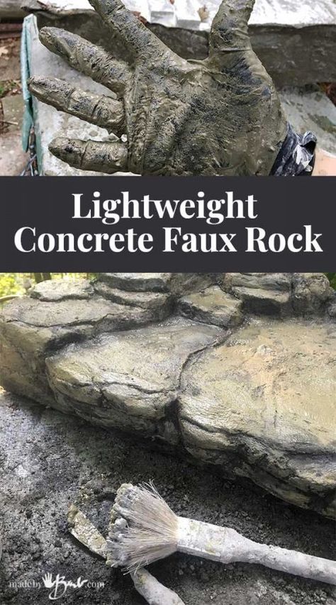 Diy Faux Rocks, Faux Rock Walls, Concrete Molds Diy, Rock Steps, Fake Rock, Diy Cement, Concrete Casting, Faux Rock, Lightweight Concrete