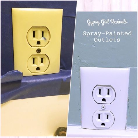 Have a bunch of older plug outlets that are totally functional, but just not the right color for your new decor?  Nothing a little spray paint can't fix. First… Painting Electrical Outlets, Painting Light Switches, Painting Outlet Covers, Painting Outlets, Painted Outlets, Spray Paint Techniques, Paint Tricks, Spray Paint Plastic, Camper Reno