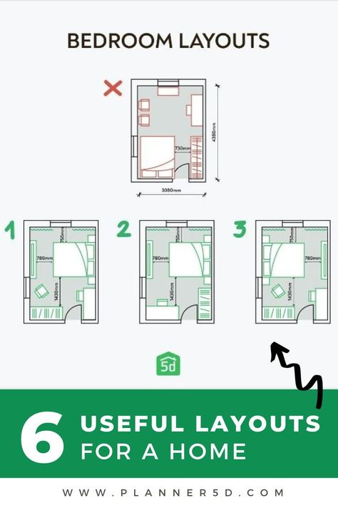 Small Room Floor Plan, Bed Arrangement Ideas Layout, House Arrangements Ideas, Rectangle Bedroom Ideas Layout, Bedroom Sizes Layout Floor Plans, Bedroom Lay Out, One Room Apartment Ideas Layout, House Planning Ideas Layout, Small Bedroom Dimensions