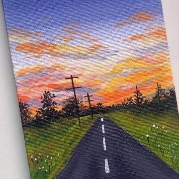 Rozida | Artist on Instagram: "Beautiful roads with beautiful scenic views ❤️ I know I’m not consistent and putting up my posts irregularly but I’ve been busy lately with my work! Let me know your views on this! Have a good day guys❤️🥰 Save, share and tag if you recreate 🥰 Medium - acrylics @flashpaints_official Ref - @pinterest . . . #artistsoninstagram #artofinstagram #artoftheday #acryliconcanvas #acrylicpainting #acrylicartwork #acrylicartist #acrylicpaintingoncanvas #artexplore #aesthetic #sunset #skiesofinstagram #reeltrending #reeltrends #reelkaro #artreels #artvideo #trendingmusic" Scenic Painting Acrylic, Mountain Road Painting, Road Painting Acrylic, Sunset Road Painting, Roadtrip Painting, Road Drawing, Guache Painting, Medium Acrylics, Road Painting