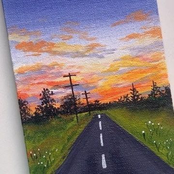 Rozida | Artist on Instagram: "Beautiful roads with beautiful scenic views ❤️ I know I’m not consistent and putting up my posts irregularly but I’ve been busy lately with my work! Let me know your views on this! Have a good day guys❤️🥰 Save, share and tag if you recreate 🥰 Medium - acrylics @flashpaints_official Ref - @pinterest . . . #artistsoninstagram #artofinstagram #artoftheday #acryliconcanvas #acrylicpainting #acrylicartwork #acrylicartist #acrylicpaintingoncanvas #artexplore #aesthetic #sunset #skiesofinstagram #reeltrending #reeltrends #reelkaro #artreels #artvideo #trendingmusic" Scenic Painting Acrylic, Mountain Road Painting, Drawing View Nature, Road Painting Acrylic, Paintings To Recreate, Sunset Road Painting, Tomato Drawing, Mountain Painting Acrylic, Road Drawing