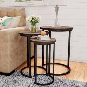 HomeSullivan Grey Oak Round End Table-40089GA-04BK - The Home Depot Decoration Of Living Room, Round Living Room, White Marble Table Top, Round End Tables, Nesting End Tables, Living Room Table Sets, Circular Table, Bedside Night Stands, Side Coffee Table