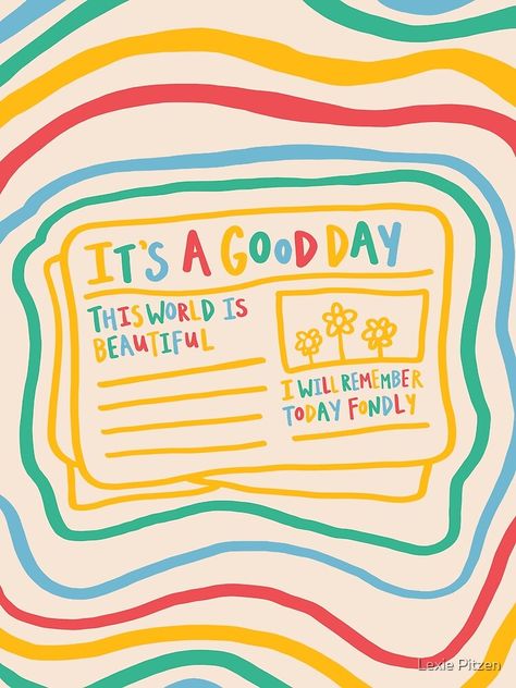 The Happy Newspaper, Happy Morning Aesthetic, Work Out Illustration, It's A Good Day To Have A Good Day, Colorful Poster Prints, A Good Day, Good News Newspaper, Good Day Illustration, Summer Aesthetic Quotes