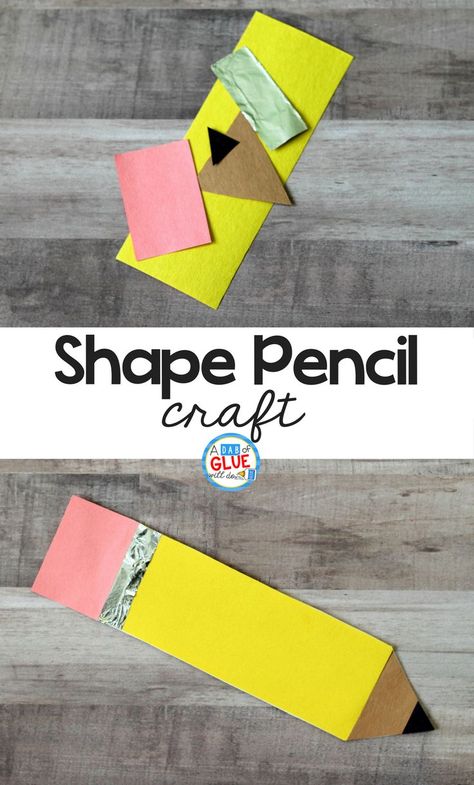 At the beginning of the school year, I am always looking for easy and fun school themed activities for my students like this Simple Shape Pencil Craft. When creating this back-to-school craft, young children will not only review what triangles and rectangles are, but also work on developing their fine motor skills. I use this craft as a way to assess how my students follow directions too. via @dabofgluewilldo Pencil Craft, September Crafts, Pencil Crafts, School Kids Crafts, Welcome To School, Preschool Projects, Back To School Art, Fun School, School Week