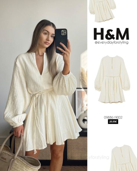 Summer Dress / Mini Dress / Full Sleeves Dress / Short Dress / Casual Dress for Women H&m Summer Dress, Hm Dress H&m, H&m Dress, H And M Outfits, H&m Outfits, Zara Dress Outfit, Dress Full Sleeves, Short Dress Casual, Summer Dress Mini