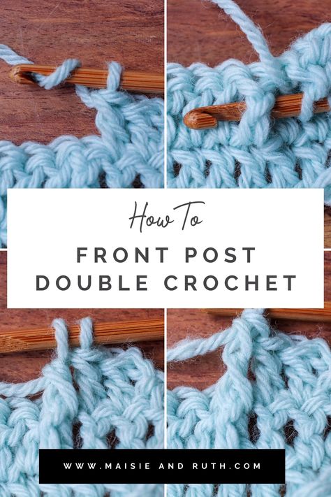 Crochet Front Post Double Crochet Stitches How To Front Post Double Crochet, Front Post Double Crochet Tutorial, Double Crochet Two Together, Crochet Front Post, How To Double Crochet, Detailed Crochet, Baby Afghan Crochet Patterns, Double Crochet Decrease, Crochet 101