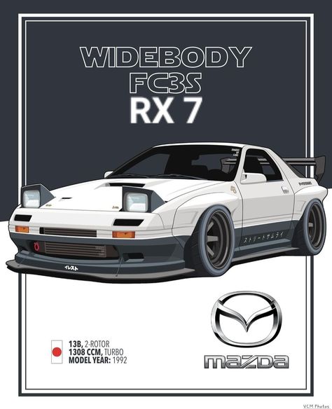 #Mazda RX 7 Widebody kit(1992) Racing Car Design, Mazda Miata Rx7, Rx7 Body Kit, Jdm Poster, Mazda Rx7 Fd, Cars Jdm, Mitsubishi Cars, Mazda Rx 7, Jdm Wallpaper