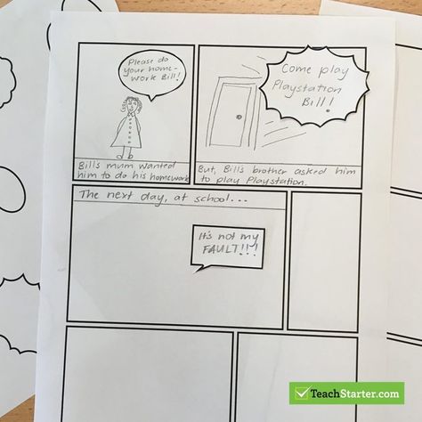 Comic Strip Template Tattle Monster, Comic Strip Template, Blank Comic Book, Books About Kindness, Social Skills Lessons, Comic Book Template, Book Templates, Teaching Social Skills, Math Homework