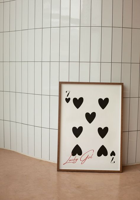 Trendy Seven of Hearts Print, 7 of Hearts Poster, Lucky You Poster, Trendy Retro Wall Art, Girly Print, Playing Card Poster, Trendy Wall Art https://etsy.me/42hH2bG #black #white #vertical #luckyyouprint #trendywallart Kiss Wall Print, Poster Wall Room Aesthetic, Wall Art Image, Playing Card Art Print, Poster Prints Wall Living Room, Fun College Paintings, Cool Art For Apartment, Canvas Office Decor, Home Decor Wall Decor