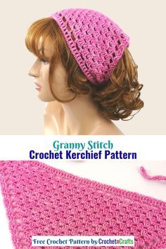 Kerchief Pattern Free, Crochet Head Scarf Pattern Free, Crochet Kerchief Pattern Free, Crochet Kerchief Pattern, Headband Pattern Free, Crochet Head Scarf, Granny Stitch Crochet, Kerchief Headband, Kerchief Pattern