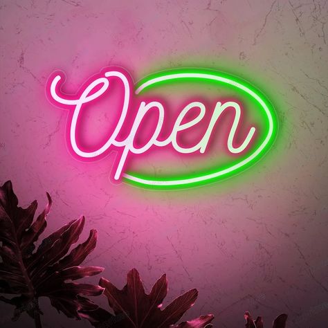 Diy Open Sign, Open Sign Aesthetic, Open Signs Ideas Business, Outdoor Neon Sign, We Are Open Sign, Web Development Logo, Open Neon Sign, Led Open Sign, Diner Aesthetic