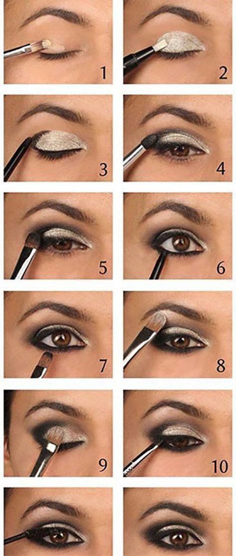 How To Do Smokey Eye Makeup? – Top 10 Tutorials #eyemakeup Robert Welsh Eyeshadow, Step By Step Eye Shadow, 1920s Eye Makeup, 20's Makeup, Machiaj Smokey Eyes, Metallic Smokey Eye, Make Up Mata, Party Eye Makeup, Mekap Mata