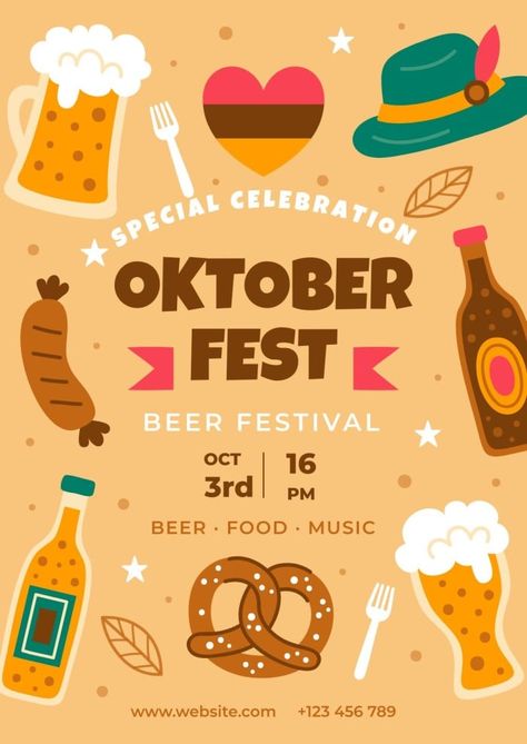 Hand-drawn Oktoberfest Beer Festival Poster Oktoberfest Poster Design, Oktoberfest Poster, Beer Festival Poster, Festival Branding, Oktoberfest Beer, Branding Inspo, Festival Poster, Beer Festival, Brand Kit