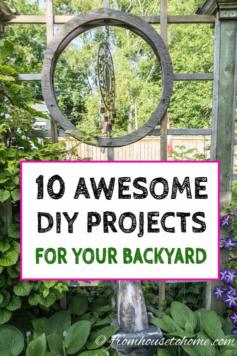 I love these awesome DIY projects for your backyard. There are all kinds of great ideas to add structure to your garden landscaping. Click through to find out more. #fromhousetohome #gardening #gardenideas #backyardideas #backyard #diyprojects #gardeningtips Outdoor Tv Screen, Diy Backyard Ideas, Diy Hammock, Backyard Shade, Garden Arbor, Easy Backyard, Pallet Garden, Outdoor Diy Projects, Backyard Diy Projects