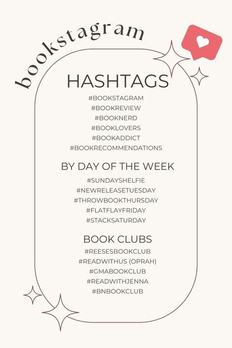 Bookstagram hashtag list Hashtag Ideas, Bookstagram Posts, Journal Business, Book Review Template, Hashtag Instagram, Instagram Reach, Cozy Reading Corners, Trending Hashtags, Bookstagram Inspiration