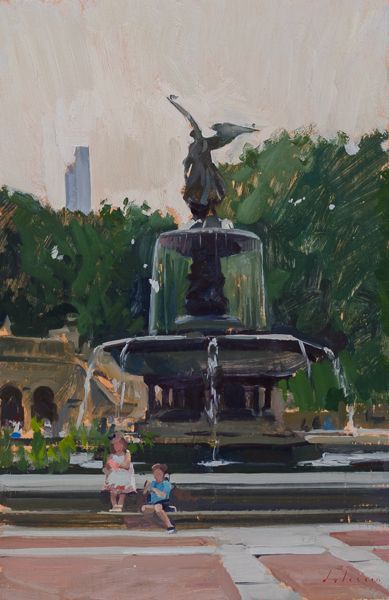 Croquis, Painting Of New York, Park Painting Ideas, Marc Delassio, Fountain Painting, Marc Dalessio, Park Painting, Bethesda Fountain, Plein Air Landscape