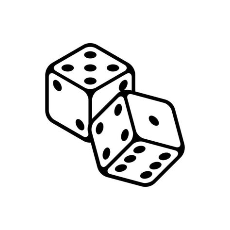 pair of dice vector icon Croquis, Simple Dice Drawing, Easy Dice Drawing, Dice Drawing Easy, Two Dice Tattoo, Minimalist Dice Tattoo, Dice Flash Tattoo, Dice Tattoo Placement, American Traditional Dice Tattoo