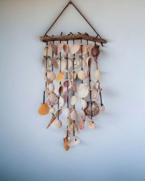 WIND CHIMES *SEASHELLS ON A DRIFTWOOD* #windchimes #seashell #adriaticsea #sea #jadranskomore Seashell Chime, Seashell Dreamcatcher, Driftwood Windchimes, Shell Chimes, Wind Chimes Diy, Seashell Wind Chimes, Shell Wind Chimes, Block Island, More And Less