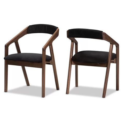 George Oliver Whitlatch Solid Wood Dining Chair & Reviews | Wayfair Modern Wood Dining Chair, Wooden Dining Set, Walnut Dining Chair, Wood Finishing, Midcentury Modern Dining Chairs, Round Dining Set, Black Dining Chairs, Mid Century Modern Dining, Solid Wood Dining Chairs