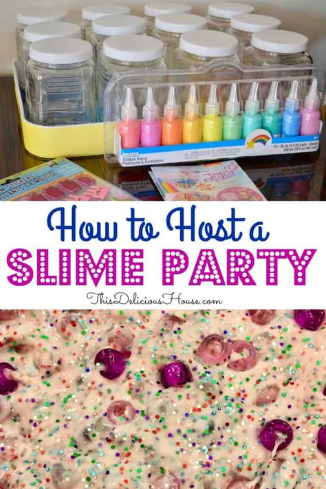 Slime Party Ideas, Slime Making Party, Slime Birthday Party, Lavish Party, Fluffy Slime Recipe, Slime Birthday, Resep Slime, Jojo Siwa Birthday, Slime Party