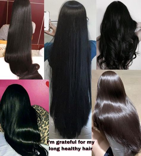 Some affirmation for your hair growth journey :- I love and appreciate my long, silky hair I am grateful for my naturally long and silky hair I am blessed with naturally long and silky hair I attract positive attention and compliments about my beautiful long hair Long Black Silky Hair, Long Hair Vision Board, Thick Hair Affirmations, Silky Hair Aesthetic, Growth Vision Board, Long And Silky Hair, Silky Long Hair, Indian Hair Care, Hair Growth Journey