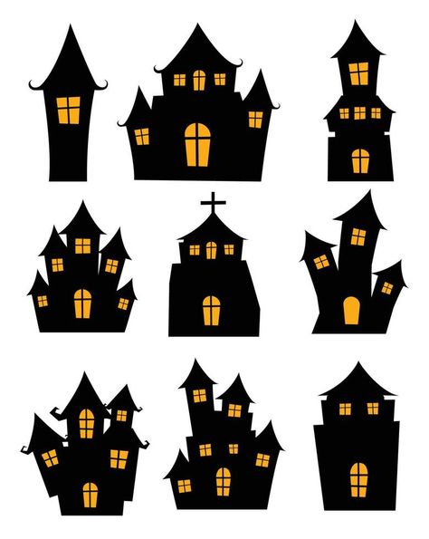 Halloween black castle isolated on white background. Haunted house cartoon silhouette. Haunted House Cartoon, Haunted House Drawing, Haunted House Craft, Castle Cartoon, Halloween Classroom Decorations, Simple Halloween Decor, Cartoon Silhouette, House Cartoon, Black Castle