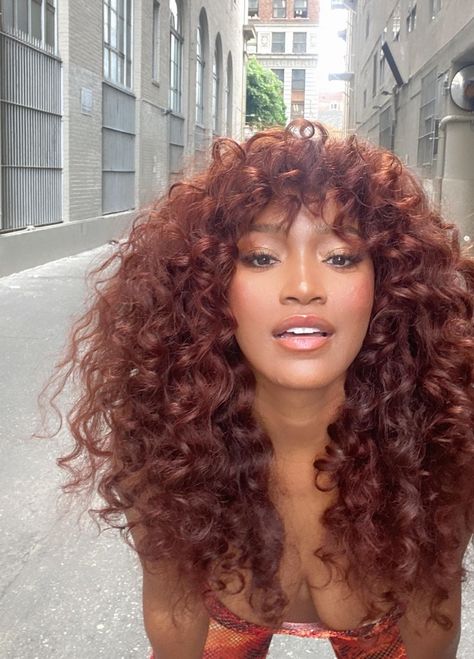 Auburn Red Curly Hair, Warm Tone Hair Color Ideas, Red And Blonde Curly Hair, Fall Curly Hair Color, Auburn Curls, Dyed Curly Hair, Naomi Osaka, Red Hair Inspo, Ginger Hair Color